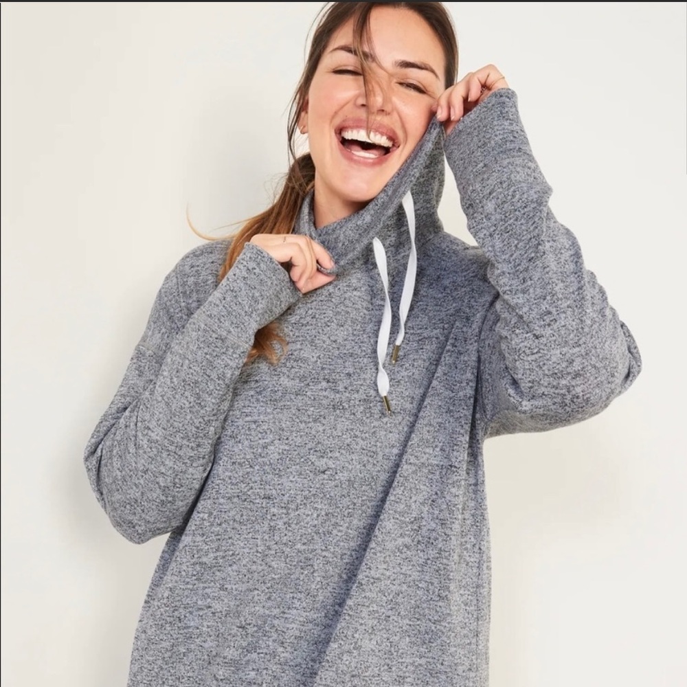 NWT Cowl-Neck Melange Tunic Sweater